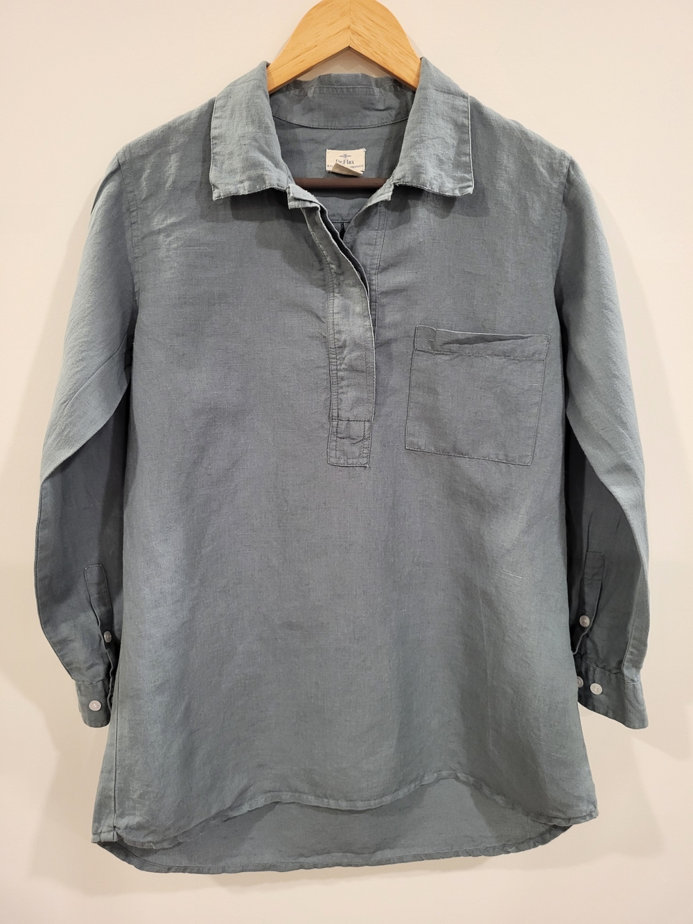 Dr. Flax Linen Shirt Tunic Women’s S/M Teal Grey Minimalist Lagenlook